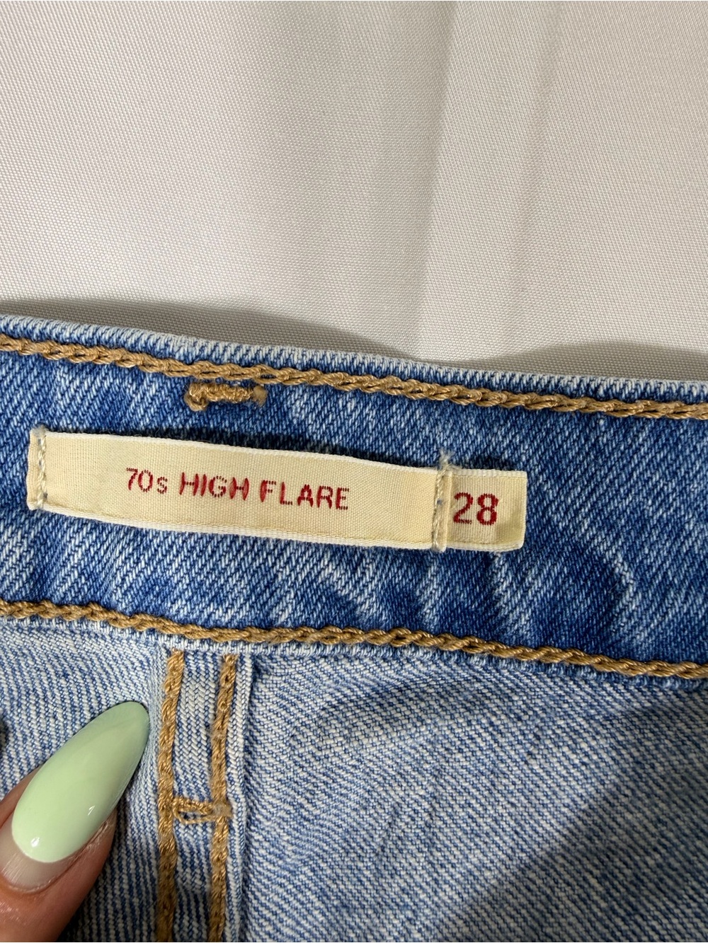 Levi’s 70s High Light Blue Distressed Flare Jeans - Picture 9 of 13